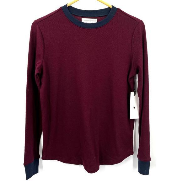 Treasure & Bond Long Sleeve Ringer T-Shirt in Maroon and Navy NWT Size XS - Picture 2 of 8